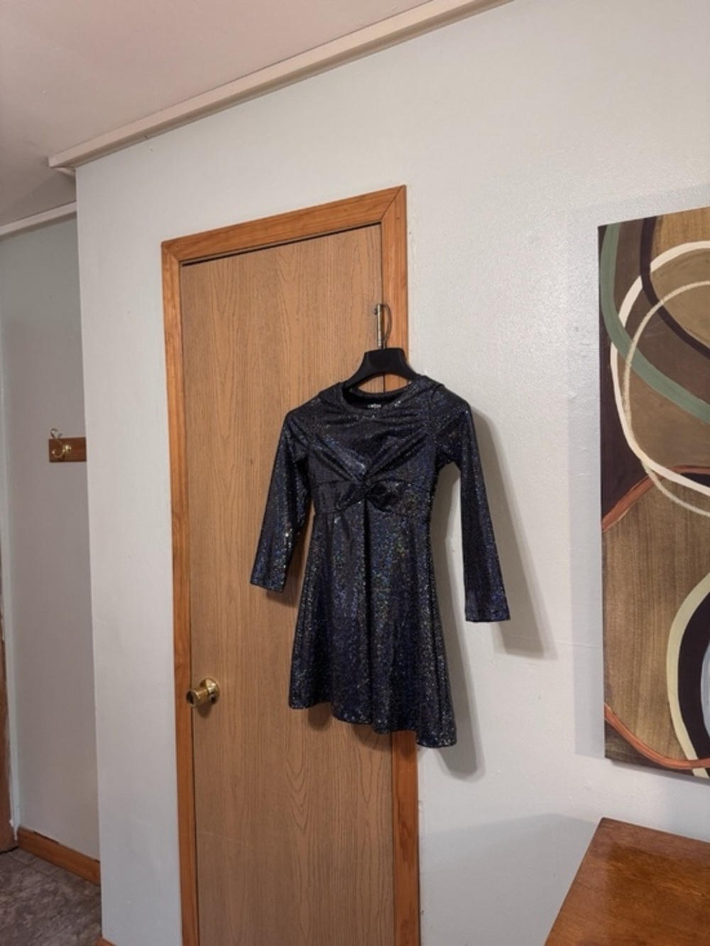 Limited Too Medium (10) Black Twist Front Mini Crewneck Dress w/Sequins - EUC